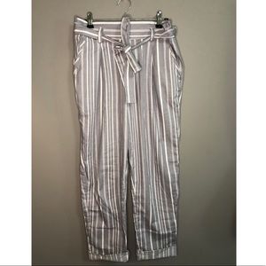 SOLD Grey and white striped flow pants